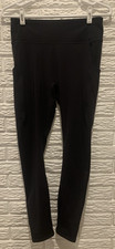 Fabletics Motion 365 Black Leggings Women's Size Large Side Pockets 25" Inseam