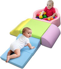 Soft Play Set, Foam Baby Climbing Blocks with Anti-Slip Particles Bottom  Velcr