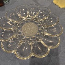 Deviled Egg Dish Server #591 Princess House Fantasia Platter Glass Poinsettia