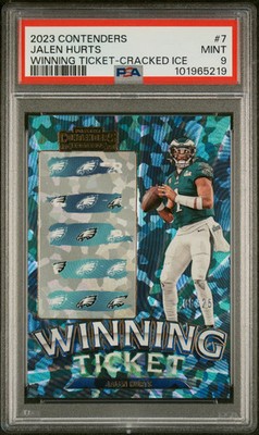 JALEN HURTS 2023 Panini Contenders Winning Ticket Cracked Ice /25 #7 PSA 9