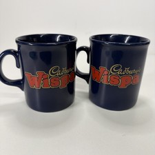 Cadbury Wispa Chocolate Mug Cup MADE IN ENGLAND Vintage 1980s x 2 Pair