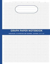 Graph Paper Notebook, 8 x 8 Per Inch, Quad Ruled, 1/8 Square, 120 Pages, 8 x