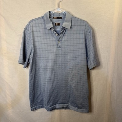 Tiger Woods Collection Shirt Men's Large Blue Striped Short Sleeve Polo