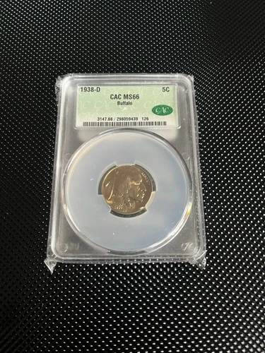 1938-D CAC MS66 Buffalo Nickel, Great Toning
