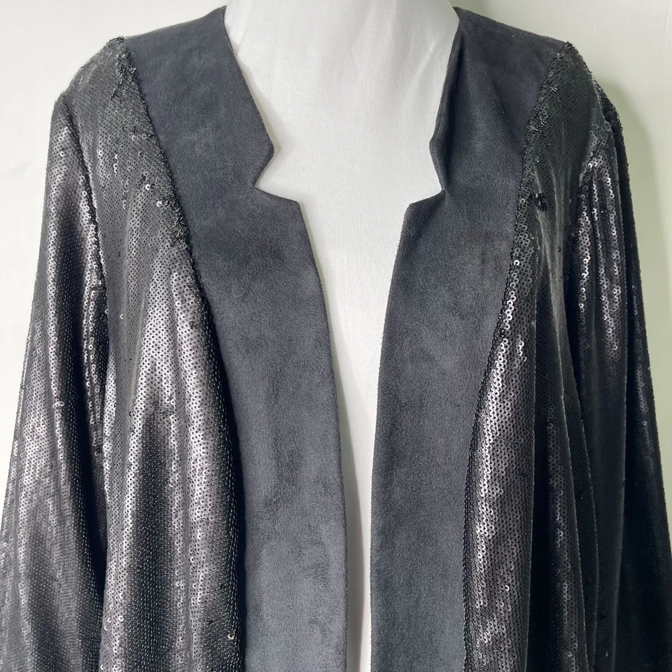 Chaqueta para mujer Anthropologie negra con lentejuelas Shonda talla grande 2X nueva con etiquetas Foto 2 de 4