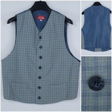 Mens Waistcoat Large Size US 42 Grey KIABI Check Formal Dress Vest