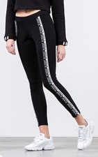 NWT  60 Adidas Originals Womens 3-Stripes CUFF PANTS Black and White- Medium