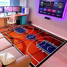 Basketball Rug 3' 5' - Basketball Carpet for Boys Room Print Court Sport Area