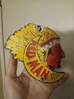 Vintage Tobacco Sign - Porcelain Red Man Chew Gas Pump Display Sign