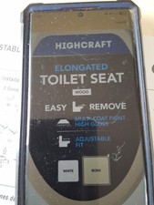 Highcraft W2TSWE Bone Elongated Molded Wood Toilet Seat with Easy Remove