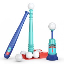 T Ball Stand for Kids and Toddlers 3-5, 5-8. Baseball Set Includes 6 Large Balls