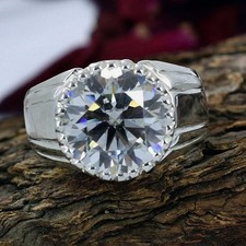 Round Shape 3.00Cts. Certified White Diamond  Ring In 925 Silver - Tariffs Free