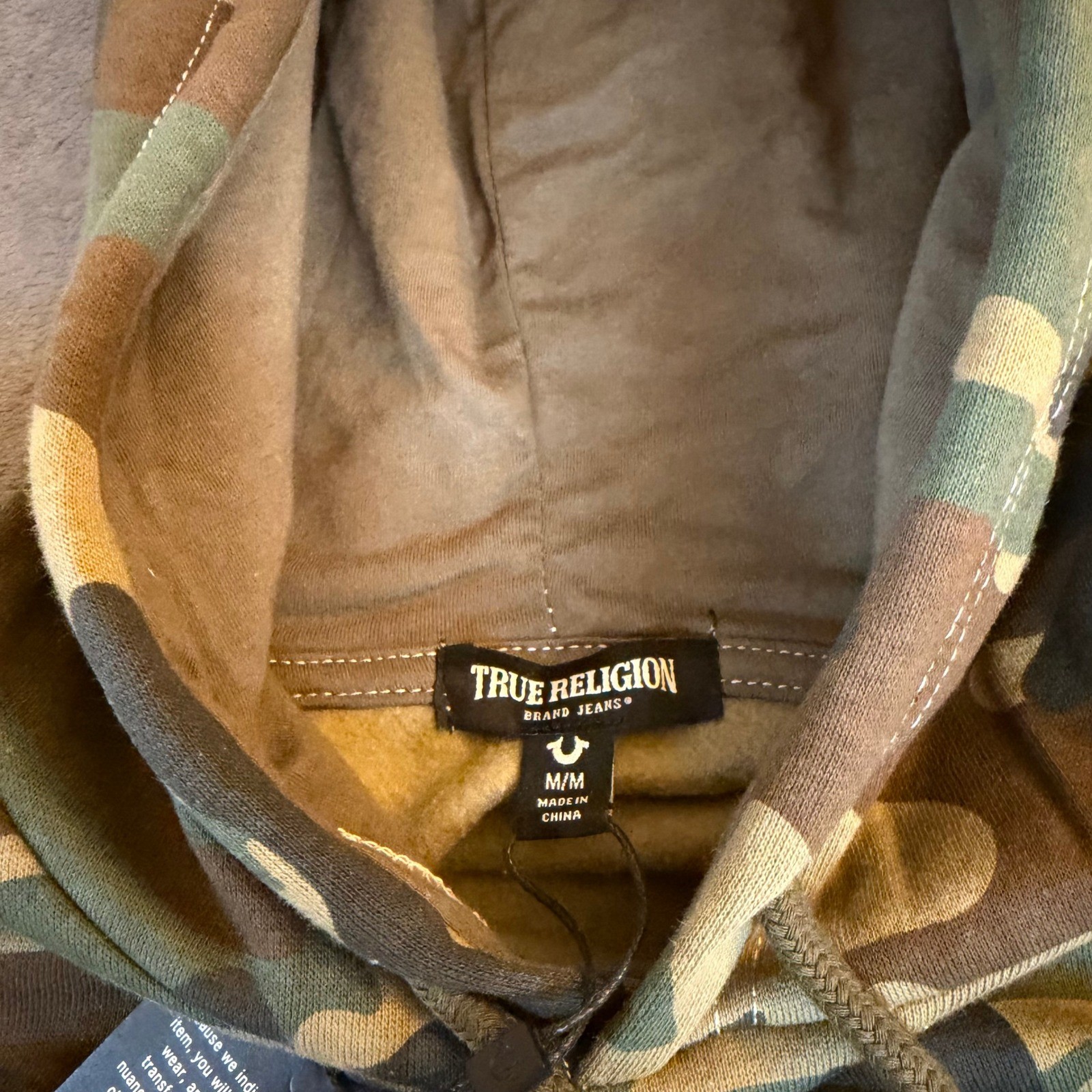 True Religion Camo Hoodie Pullover Logo Graphic Sweatshirt Mens Medium NWT thumbnail 5