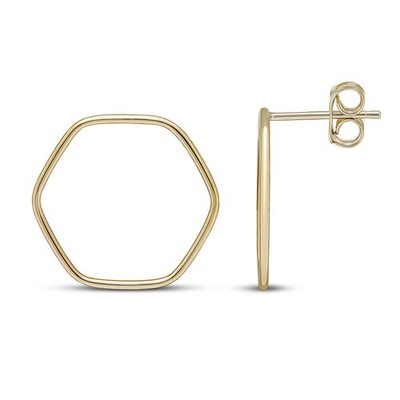 Offener Sechseck-Ohrring 9 kt Gelbgold