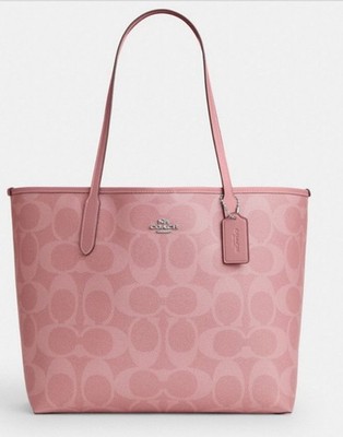 NWT Coach City Tote In Signature Pebble Leather In Dusty Pink