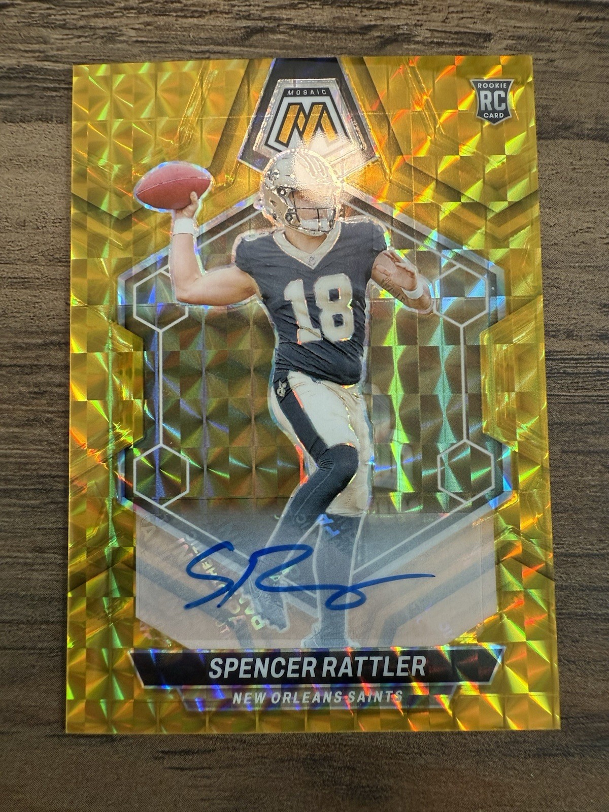 2024 Panini Mosaic Spencer Rattler Rookie Auto Gold Mosaic /10