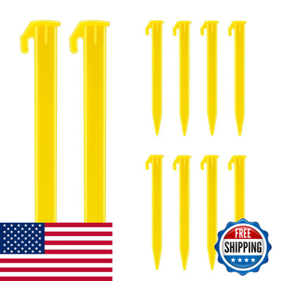 Tkypzy 10 Pack Plastic Tent Stakes Heavy Duty Beach Tent Pegs Canopy Stakes For