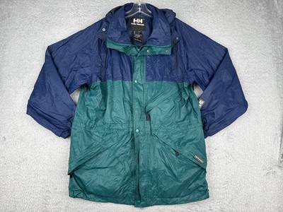 Helly Hansen Jacket Womens Small Blue Green Waterproof Breathable Hood Rain Wind