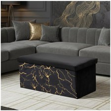 Ottoman Storage Box Stool Coffee Table Pouffe Seat 2-in-1 Compact Footstool UK