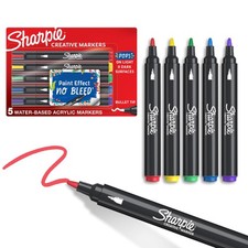 Sharpie Creative Markers, Water-Based Acrylic, Bullet Tip, Assorted Colors, 5