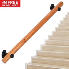 100CM Wooden Handrail Stair Hand Rail Grab Balustrade Staircase Banister Bar UK