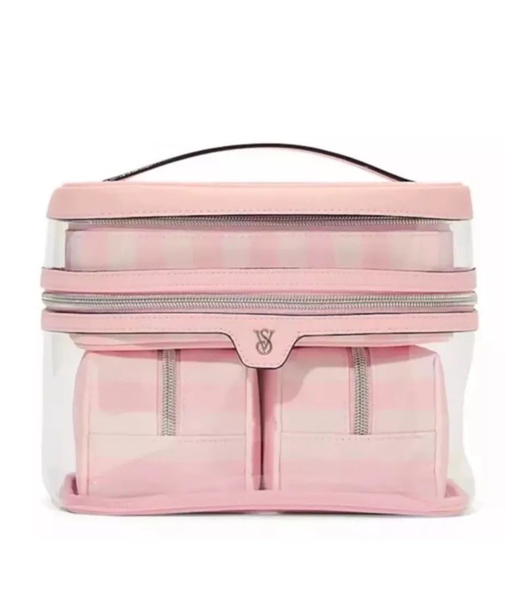 NEW Victoria's Secret 4-Piece Train Case Makeup Bag Set Heritage