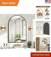 20"x30" Black Arched Bathroom Mirror - Wall Mirror for Bathroom, Metal Frame ...