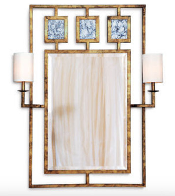  Port 68 Avenue Bronze/Gold Mirror with Sconces *in box*