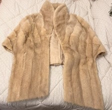 Vintage 60s Blonde Mink Fur Stole Cape Lined With Pockets One Size