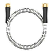 Short Metal Garden Hose 3 ft Connector, Stainless 3ft Male to Female, Silver