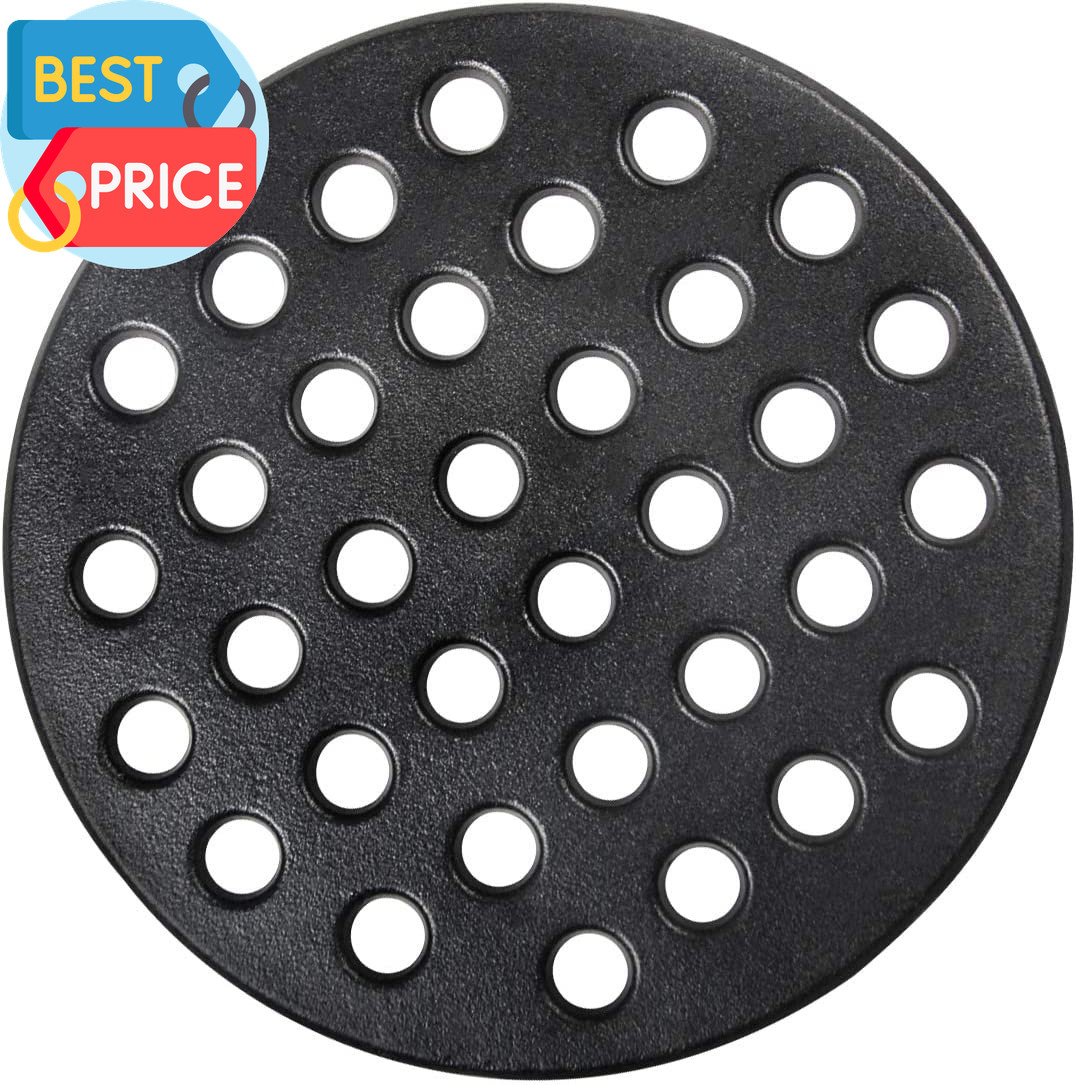 round Cast Iron Fire Grate, BBQ High Heat Charcoal Plate for Large Big Green Egg