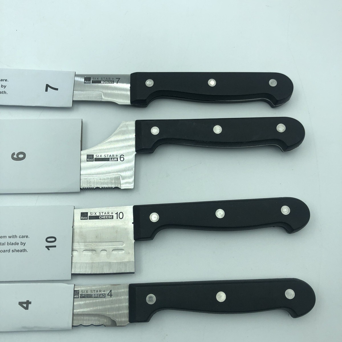 Ronco Showtime Six Star Knife Bread, Saw, Boning, & Cheese Knives