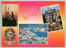 Postcard Tarpon Springs Florida, Multiview, Diving Helmet, Boat