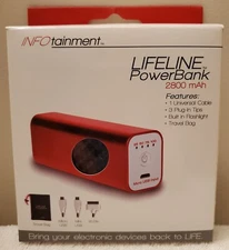 INFOtainment LIFELINE POWERBANK Power Bank w/Flashlight FREE SHIPPING