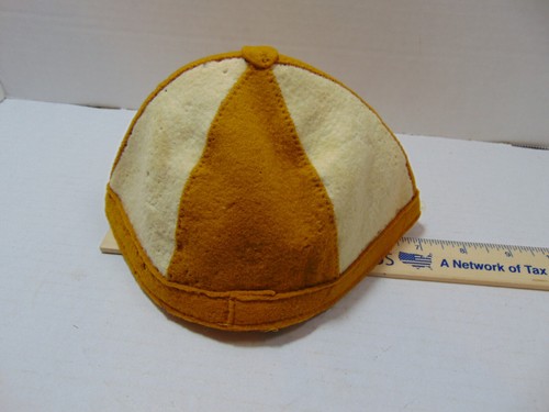 Lowe and Campbell Athletic Goods - Yellow/White Felt Beanie Vtg 1950's GA Tech - Picture 7 of 8