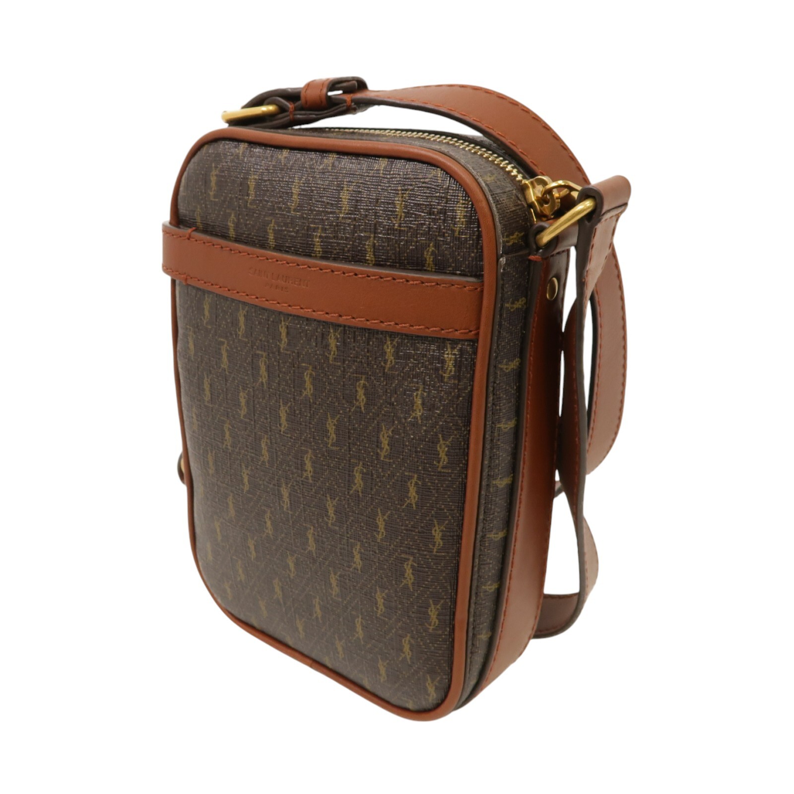 Borsa a tracolla SAINT LAURENT Le Monogramme tela PVC marrone 685534