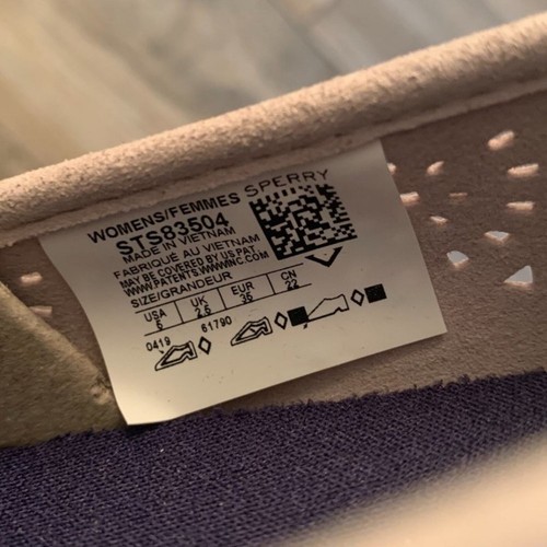 NWT SPERRY TOP SIDER WOMEN'S SEASIDE PERFORATED EMBOSS LEATHER SHOES LILAC 5 - Picture 9 of 10