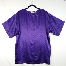 Vintage Victorias Secret Satin Pajama Top Womens Medium Purple Gold Label