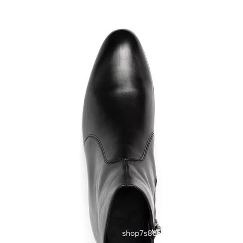 Stivali eleganti uomo neri fatti a mano tacco alto cerniera, stivali eleganti uomo pelle nera - Foto 7 di 7