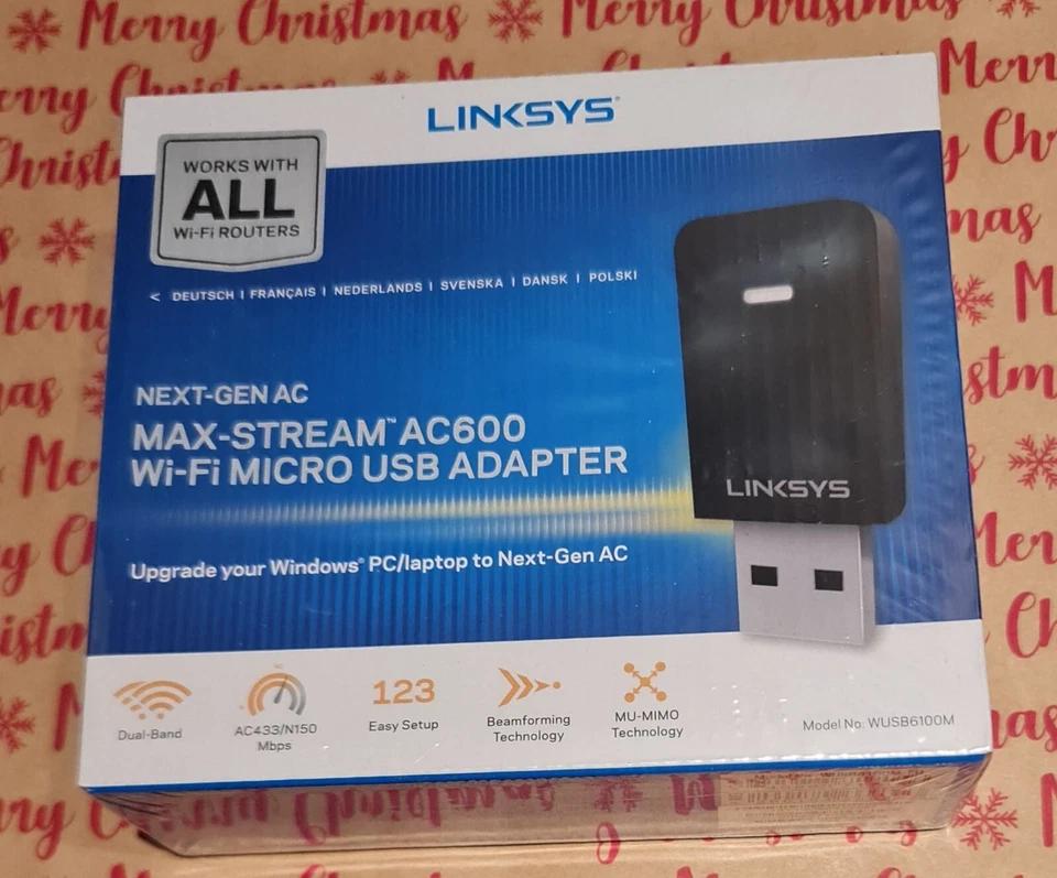 Linksys Max Stream AC 600 WiFi MicroUSB Adapter geeignet für alle Router NEU OVP