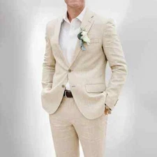 Wedding Suits Men 2 Piece Blazer Set Groom Best Man Casual Beach Suit