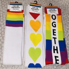 True Equality Tube Socks Men's Size 6-12 Pride Rainbow 3 Pair Brand New