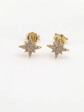 925 Sterling Silver Cz North Star Stud Earrings Tiny Post Stud 8mm(0.31")