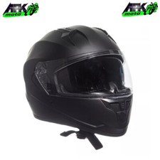 Casco Integrale Nero Opaco Doppia Visiera Lunga/Parasole Omologato Moto Scooter