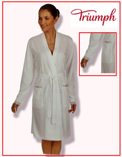 Vestaglia donna manica lunga, cotone,pizzo Triumph giacca lunga da camera bianca