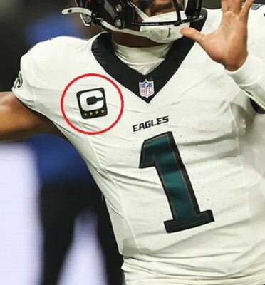 2024 PHILADELPHIA EAGLES Jalen Hurts QB CAPTAIN 4    STAR C-PATCH BLACK Stick-on