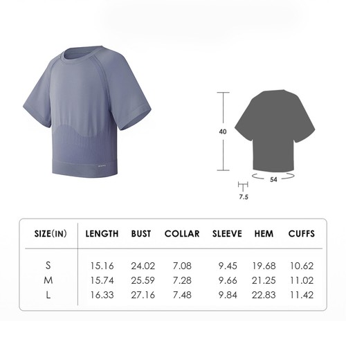 Women's Crop Top Sexy Short T-Shirt UV Protection Yoga Slim Clothing *Black L* - Picture 6 of 11