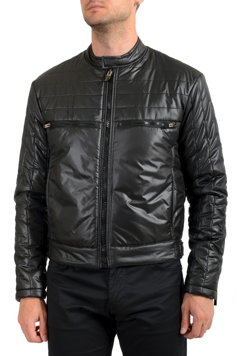 Just Cavalli Men's Black Full Zip Insulated Bomber Jacket US Just Cavalli Men's Black Full Zip Insulated Bomber Jacket US