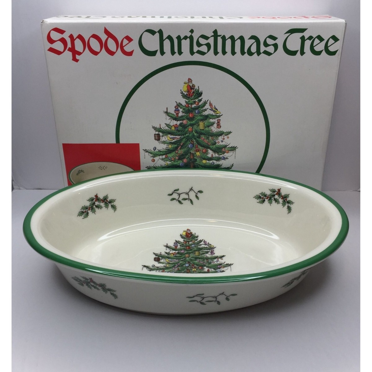 Vintage Spode Christmas Tree Porcelain China Oval Vegetable Baker