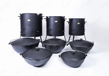 Traditional Uzbek Kazan 100% Cast Iron & Oven Stove Uchag Utchag For Pilaf Plov